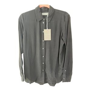 Everlane The Clean Silk Relaxed Shirt Black size 8 NWT